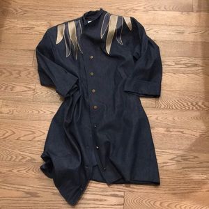 Stylish Navy Jean Jacket with Gold Accents
